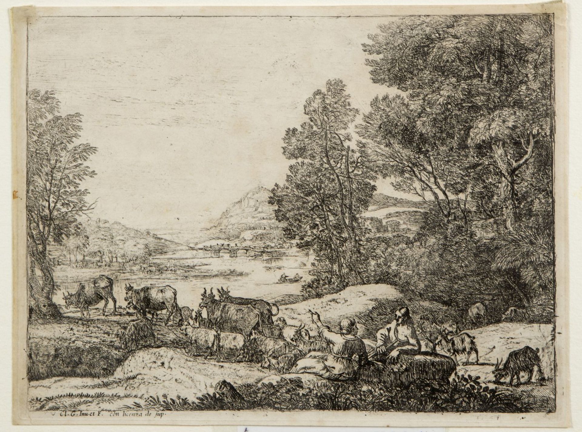 Lorrain, Claude le. 1600 - 1682Unterhaltung zwischen Schäfer und Schäferin in einer Landschaft.