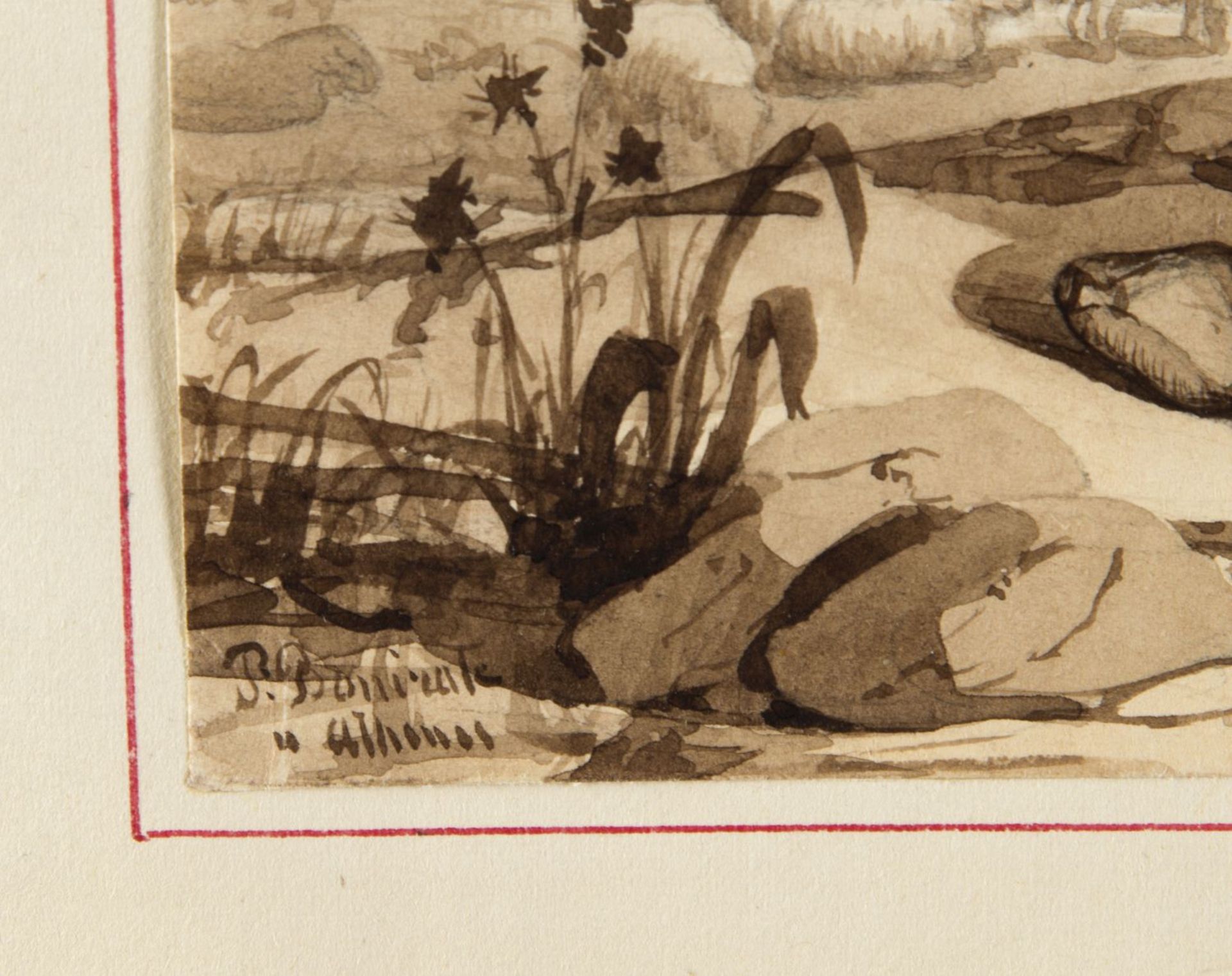 Bonirote, Pierre. 1811 Lyon - Orliénas 1891Griechischer Hirte in einer bergigen Landschaft mit einer - Bild 2 aus 2