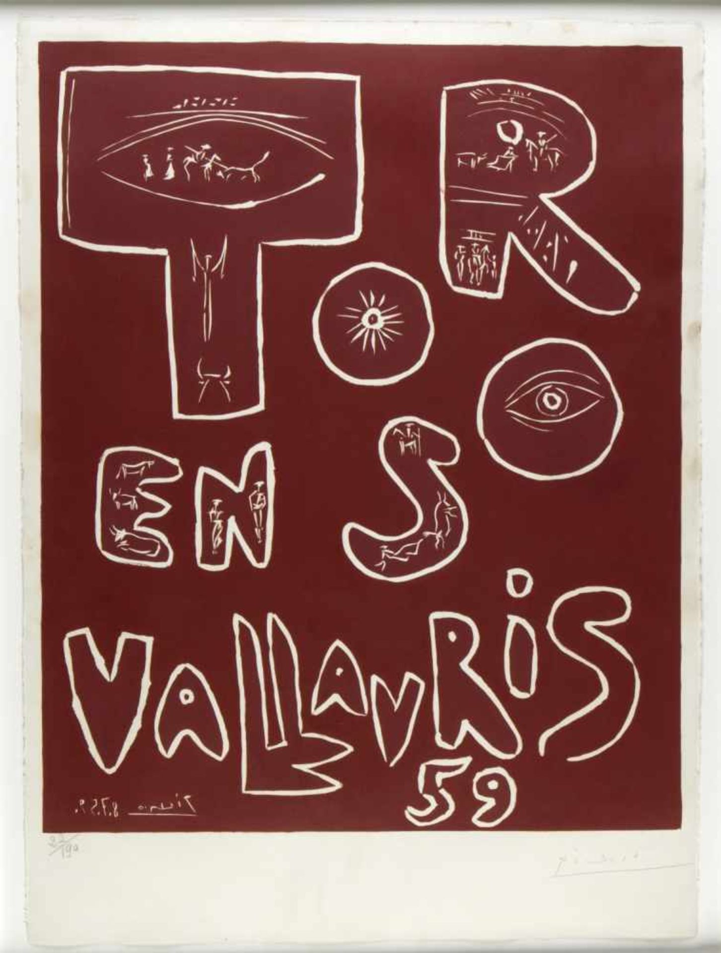 Picasso, Pablo. 1881 Malaga - Mougins 1973Toros en Vallauris 59. Farblinolschnitt. Sign. und num.