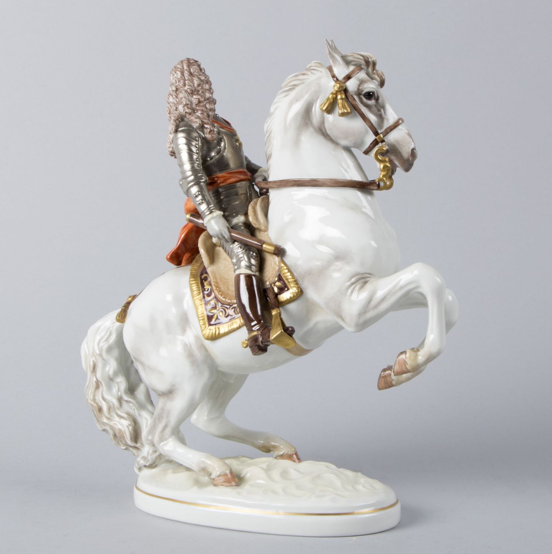 Prinz Eugen von Savoyen-Carignan zu PferdPolychrome Bemalung. Goldstaffage. Nach einem - Bild 3 aus 3