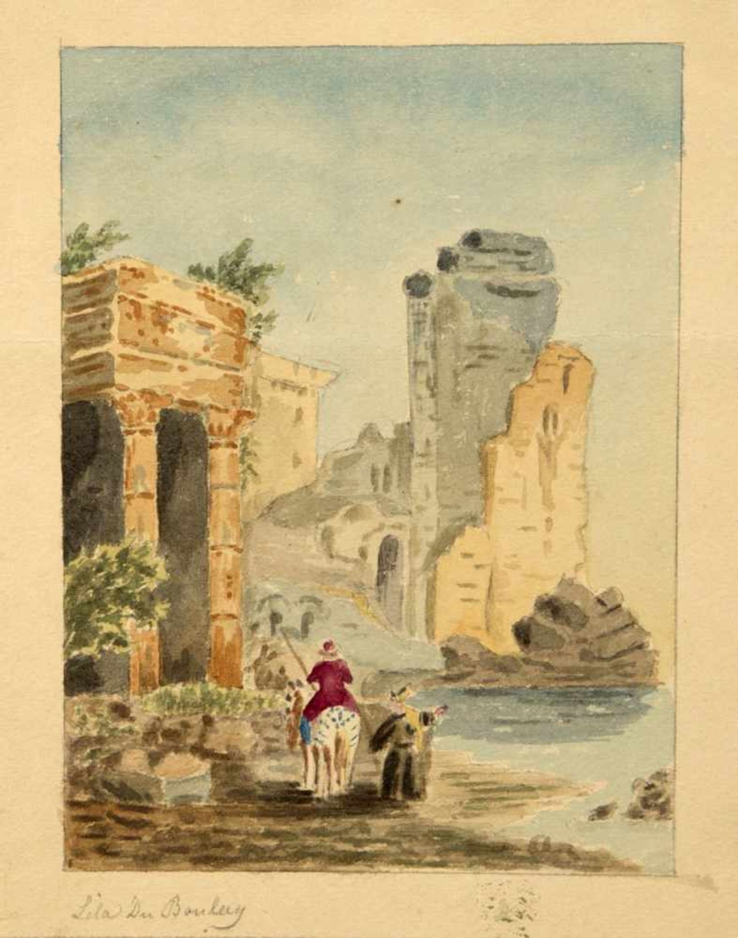 Diez, Wilhelm von. Bourgeois, J.I. u.a.Steine am Flussufer. Abfahrender Kahn an einem See. Reiter - Bild 4 aus 4