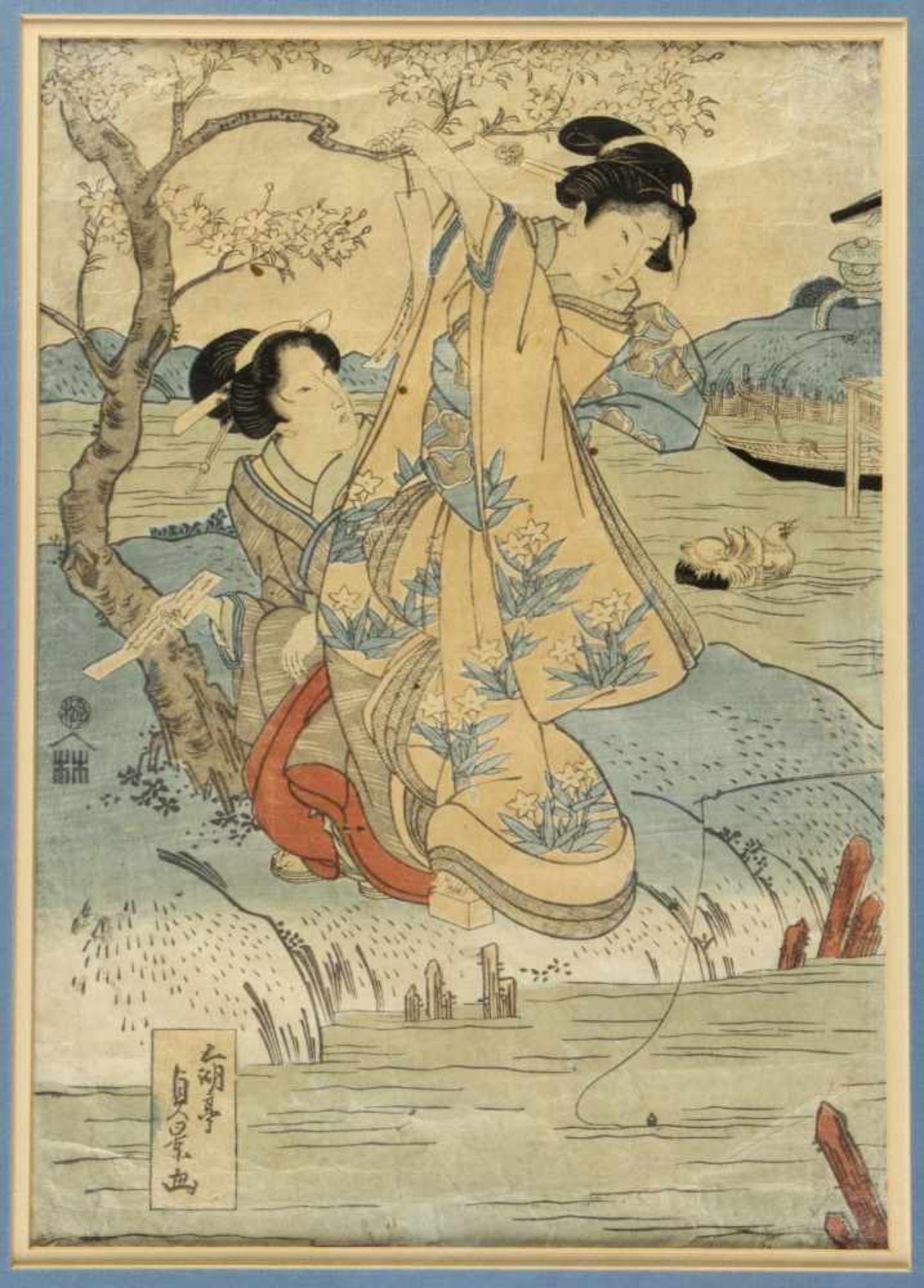 Kunisada. SadakageFrauendarstellungen. 2 Farbholzschnitte. Oban Tate-e. Besch. - Bild 2 aus 3