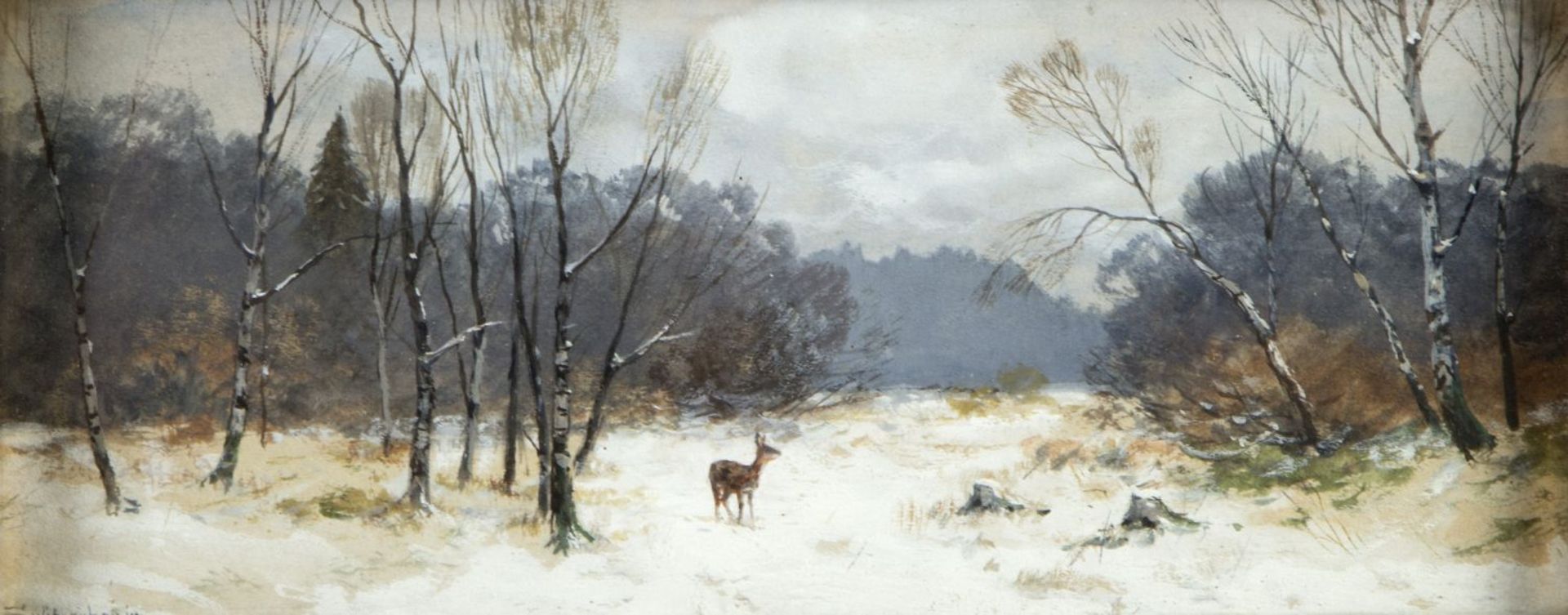 Splitgerber, Fritz. 1876 - München - 1914Winterlandschaften. 2 Gouachen. 1 sign. Bis 12 x 28 cm. - Bild 3 aus 3