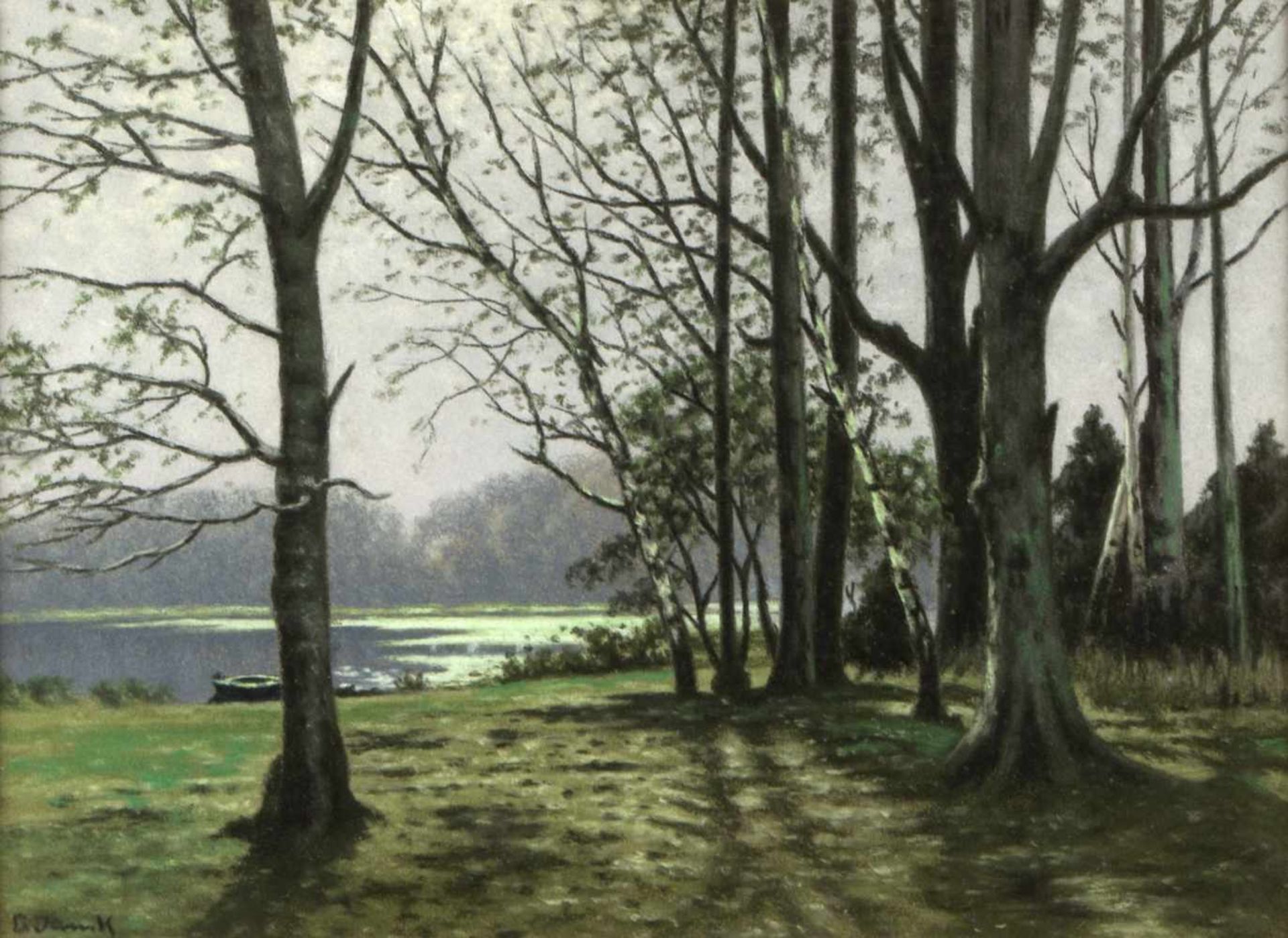 Heller, E. Jank, A.Fasane auf einer Wiese. See im Frühling. 1 Gouache. 1 Pastell. Sign. Bis 30,5 x - Bild 2 aus 5