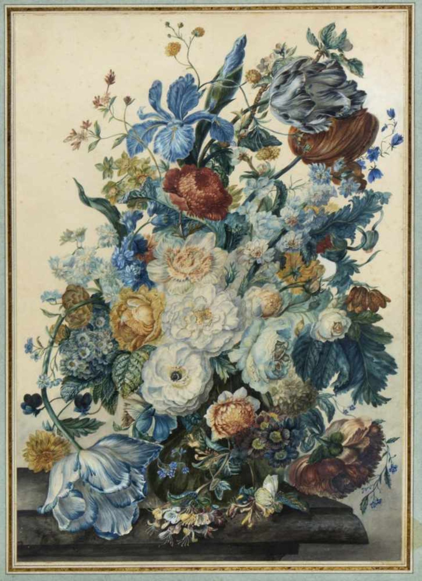 Deutsch, um 1800Stillleben mit Sommerblumen. Gouache. 50 x 35,5 cm.