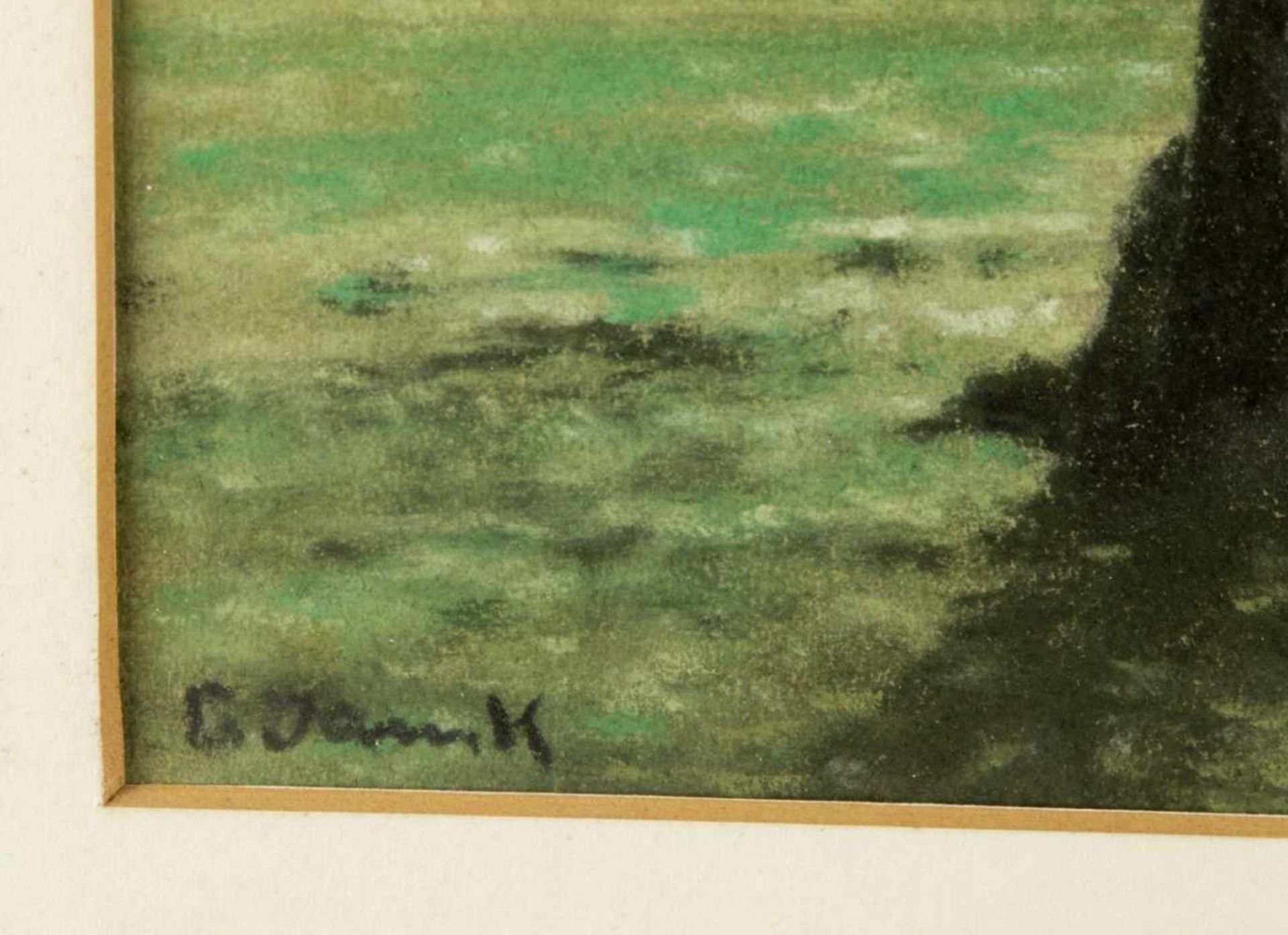 Heller, E. Jank, A.Fasane auf einer Wiese. See im Frühling. 1 Gouache. 1 Pastell. Sign. Bis 30,5 x - Bild 3 aus 5