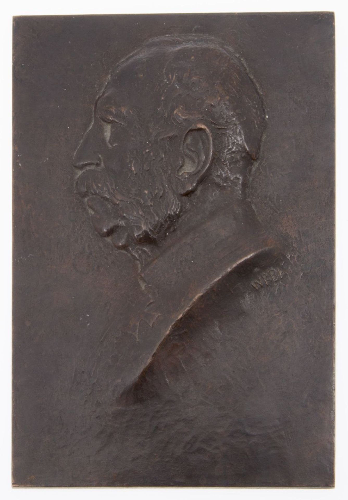 Wrba, Georg. 1872 München - Dresden 1939Seitenportrait König Albert von Sachsen. Bronzeplakette.