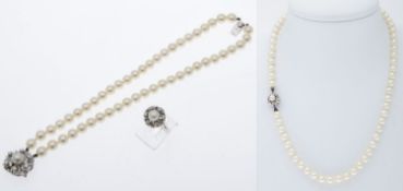 Perlen-Set aus Kette, Armband, 2-reihig und Ring