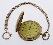 Große Sprungdeckeluhr mit Chronograph und Viertelrepetition an Uhrenkette