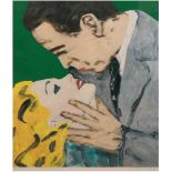 Friedemann-Hahn (1949 in Singen am Hohentwiel) "Humphrey Bogart und Lauren Bacall",Farbserigraphie