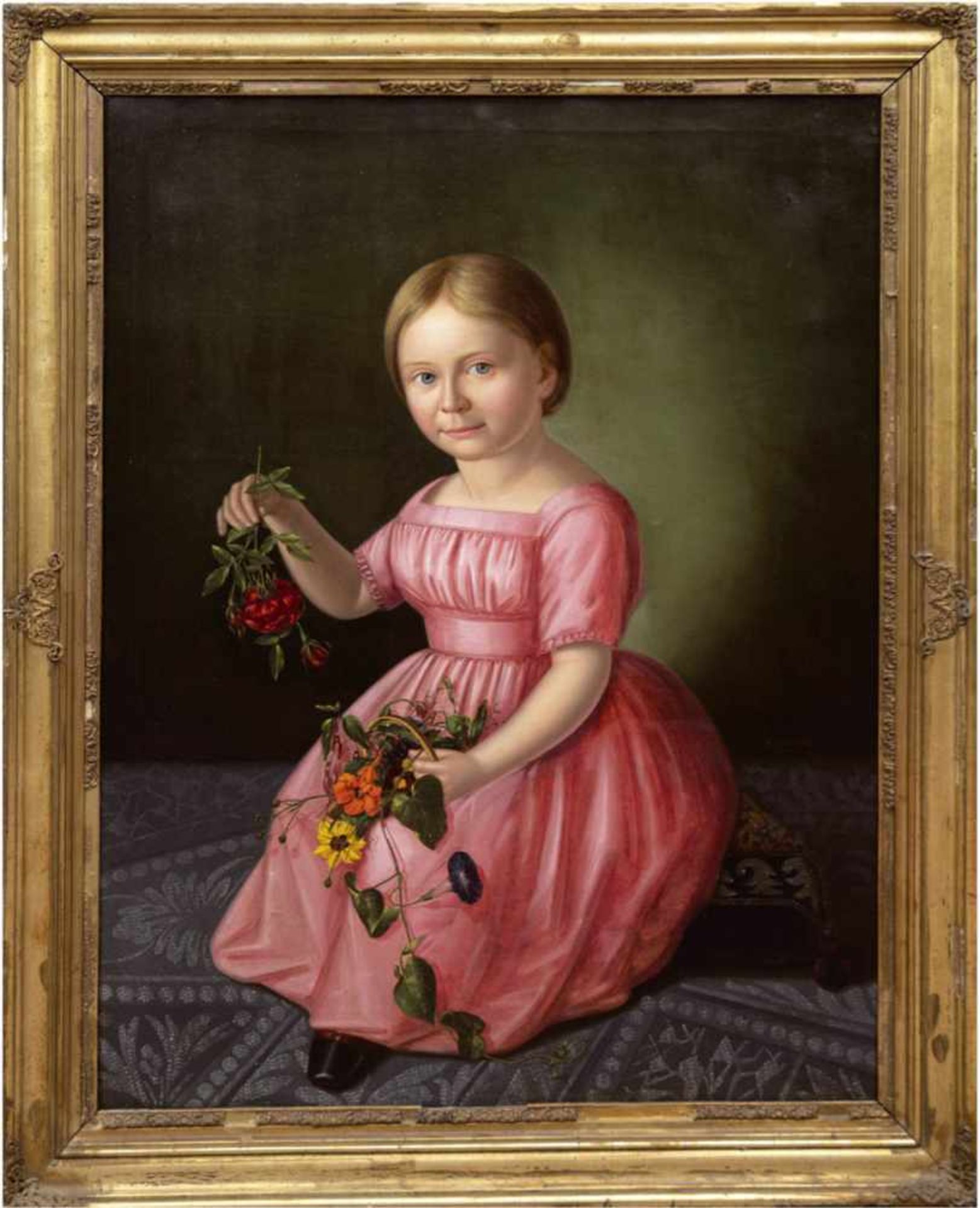 Humke,H. (Porträtmaler des Biedermeier, tätig um 1828-1851) "Junges Mädchen mitrosafarbenem Kleid,