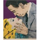 Friedemann-Hahn (1949 in Singen am Hohentwiel) "Humphrey Bogart und Lauren Bacall",Farbserigraphie