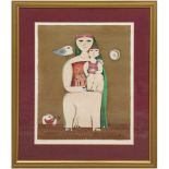 Briss, Sami (1930-) "Frau mit Kind und Vogel", Lithographie, sign. u.r., bez. u.l. "H.C.22/25",