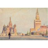 Preobrazhenky, B. W. (Russischer Maler des 20. Jh.) "Roter Platz in Moskau mitFigurenstaffage", Öl/