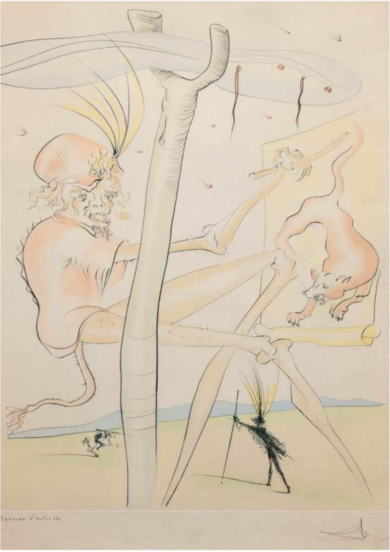 Dali, Salvador (1904 Figueres, Katalonien-1989 Figueres) "In der Manege" Farblithographie,sign. u.r.