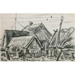 "Ahrenshoop", Lithographie?, undeutl. sign. u.l. und bez. "Ahrenshoop", 30x42 cm, hinterGlas im