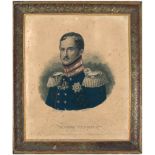 "Friedrich Wilhelm III.", handkolorierter Druck, Verlag Ph. Reclam jun. in Leipzig,fleckig, 15,