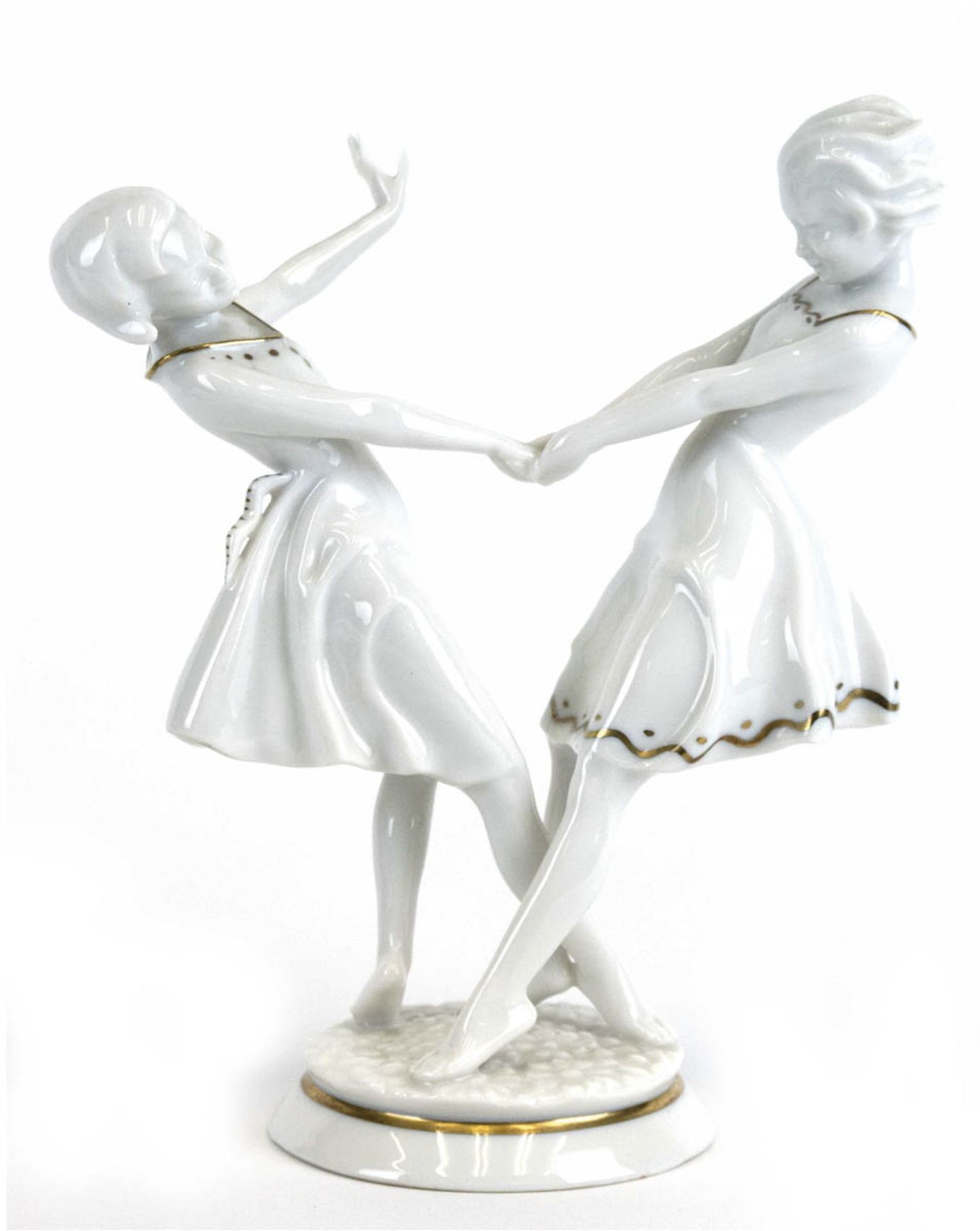Hutschenreuther-Figur "Tanzende Mädchen", Entw. Carl Werner (1895-1980), sign., weiß