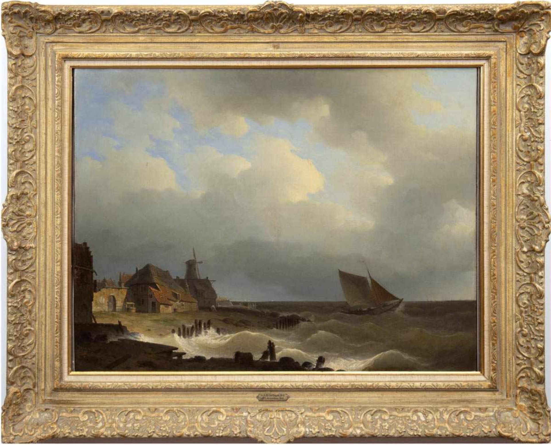 Heijde, Hermann Henry op der (1813 Amsterdam-1857 ebenda) "Fischerboote vor derholländischen Küste",