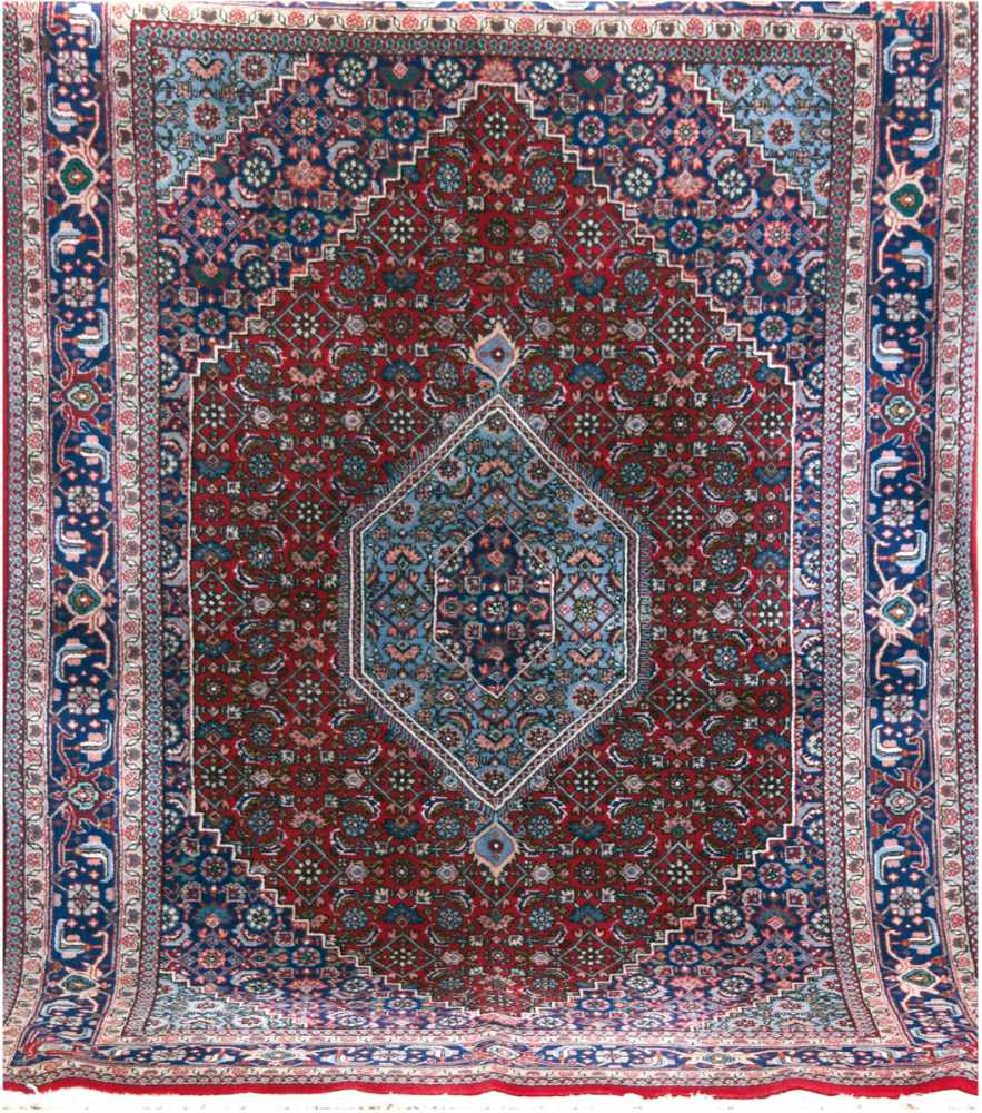 Bidjar, Orient, dunkelgrundig mit zentralem Medaillon und floralen Motiven, guter Zustand,200x140