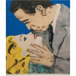 Friedemann-Hahn (1949 in Singen am Hohentwiel) "Humphrey Bogart und LaurenBacall",Farbserigraphie