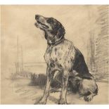 Wolf, Georg (1882-1962 Düsseldorf- Uelzen) "Sitzender Hund", Bleistiftzeichnung,rückseitig