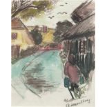 Hinrichs, Carl (1903-1990 Schwerin) "Ahrenshoop", Aquarell, sign. u. bez. u.r., 23,5x16cm, hinter