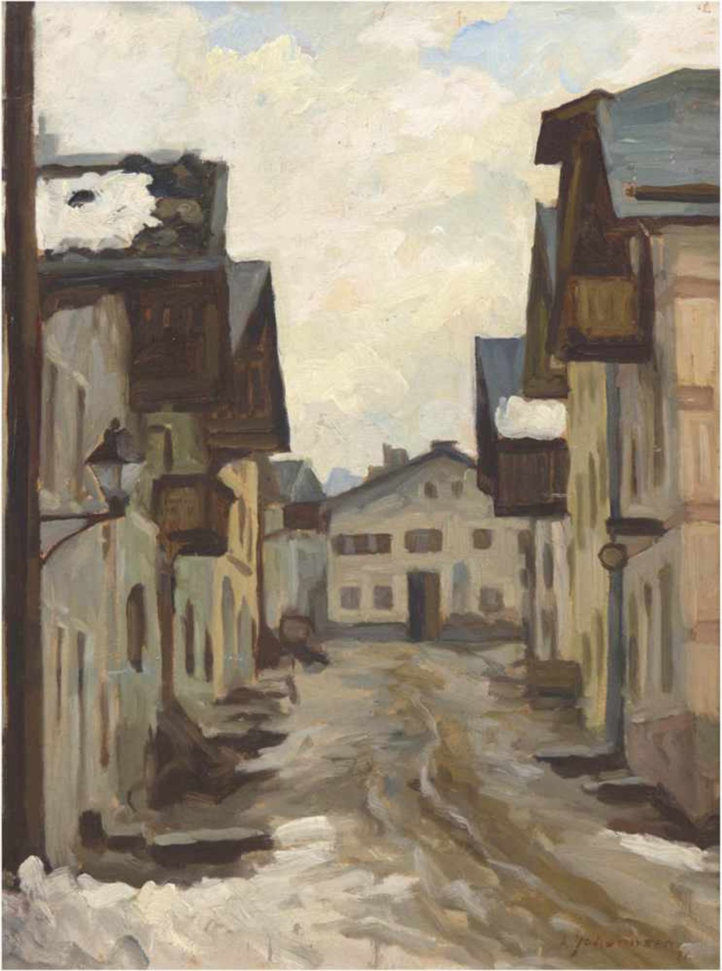 Johannsen, Albert (1890 Husum-1975 ebenda) "Winter in Tirol", Öl/Mp., sign. u.r., 51x35cm, Rahmen