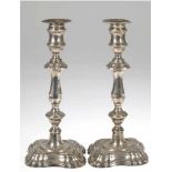 Paar Kerzenleuchter, Sheffield 1905, Fordham & Faulkner, 925er Silber, punziert, gefüllt,H. 30 cm