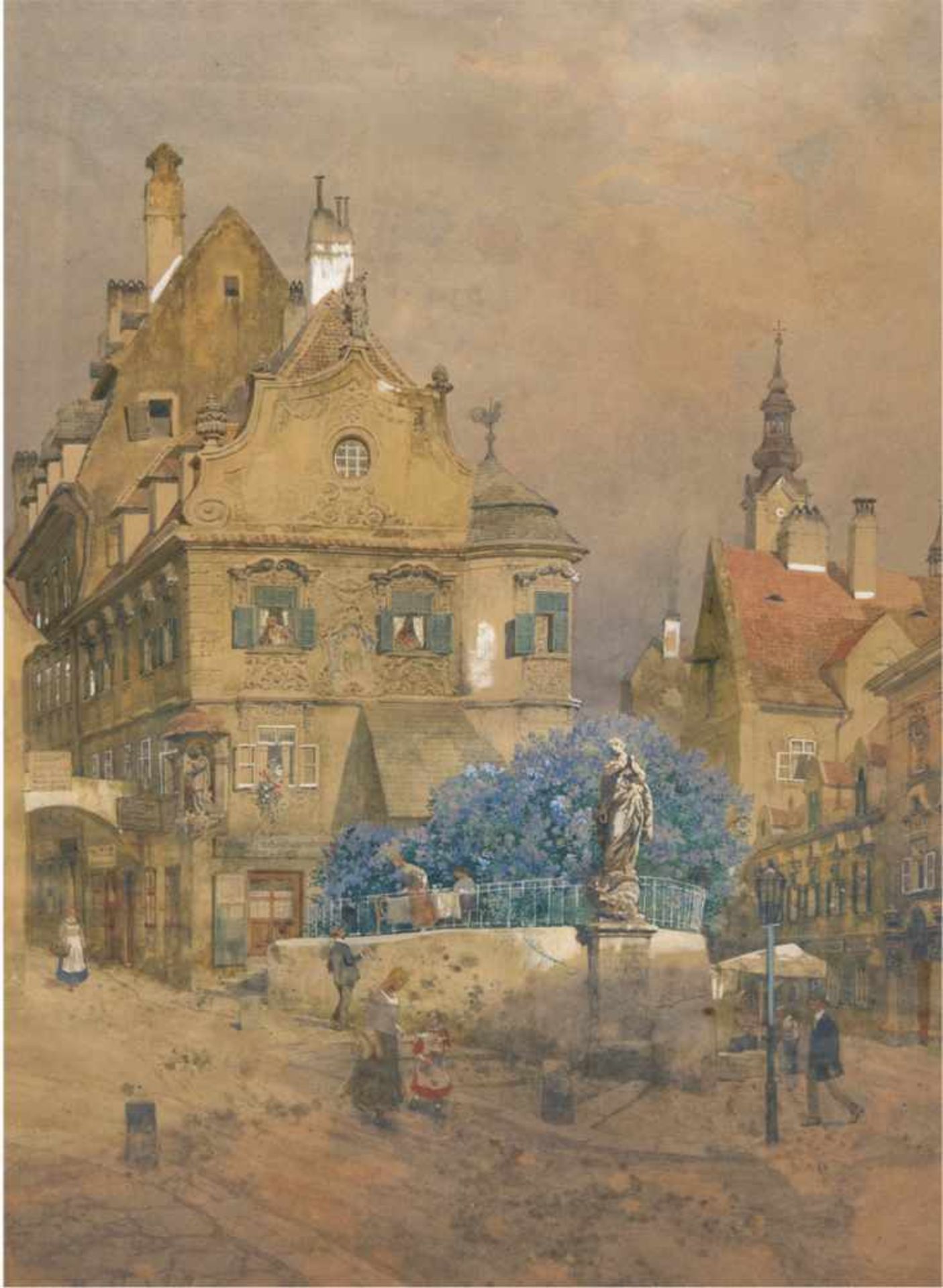 Kopallik, Franz (1860 Wien-1931 Wien) "Wiener Altstadt", Aquarell, sign. u.r., 65x44 cm,hinter