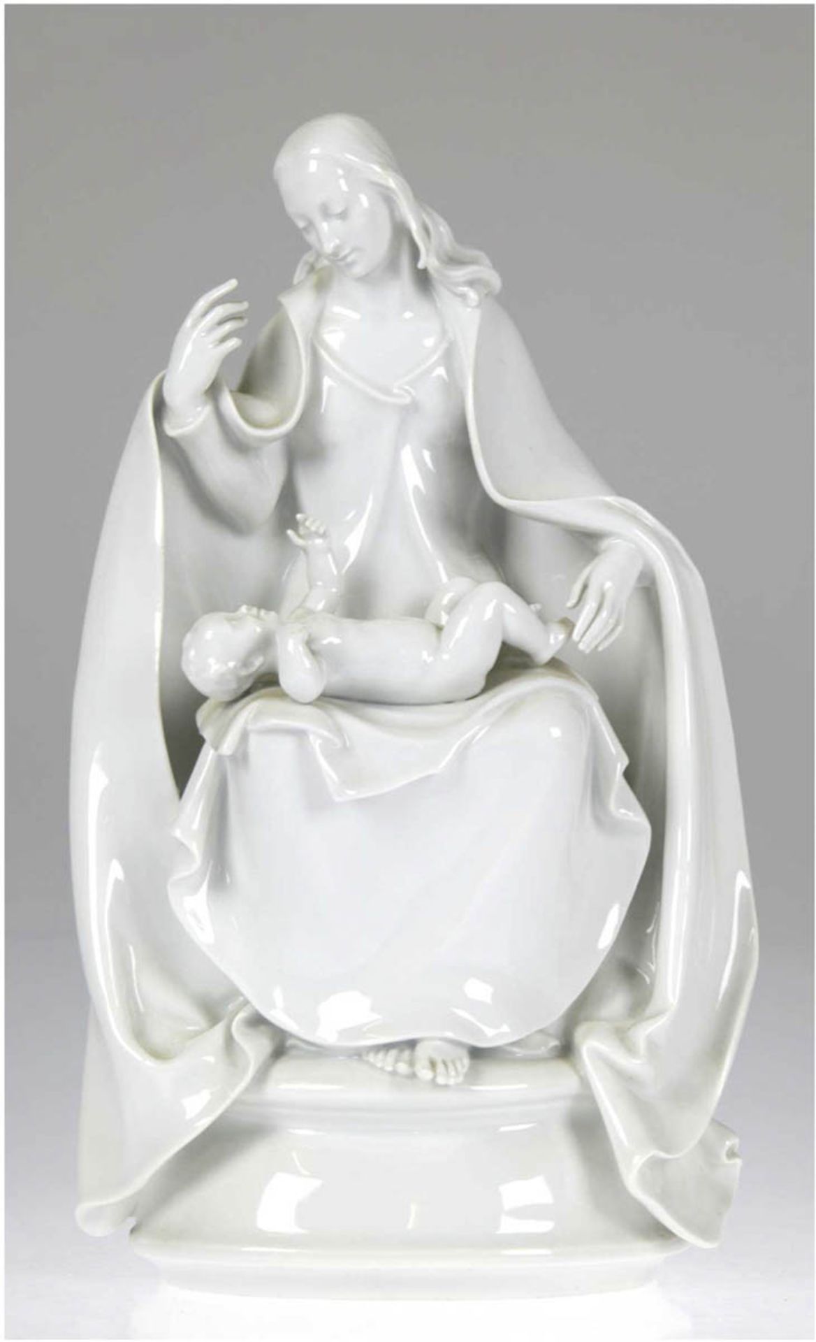 Meissen-Figur "Madonna mit Kind", Entwurf Ludwig Nick 1930, Modell-Nr. A.1235, weiß,