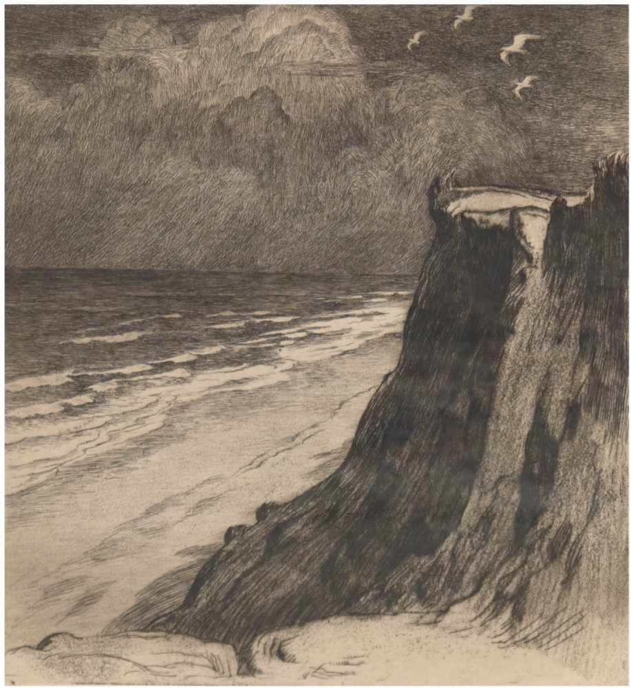 Thämer, Otto (1892 Altona-1975 Hamburg) "Am roten Kliff", Radierung, sign. u.r., u.l.bez., 26x23 cm,