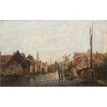 Landschaftsmaler des 19. Jh. "Kanal in Amsterdam", Öl/Lw., undeutl. sign., doubliert,30x45 cm,