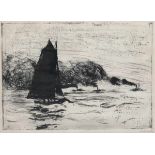 Nolde, Emil (1867 Nolde-1959 Seebüll) "Segelboot auf See", Radierung, handsign. u.r., 31x41 cm,