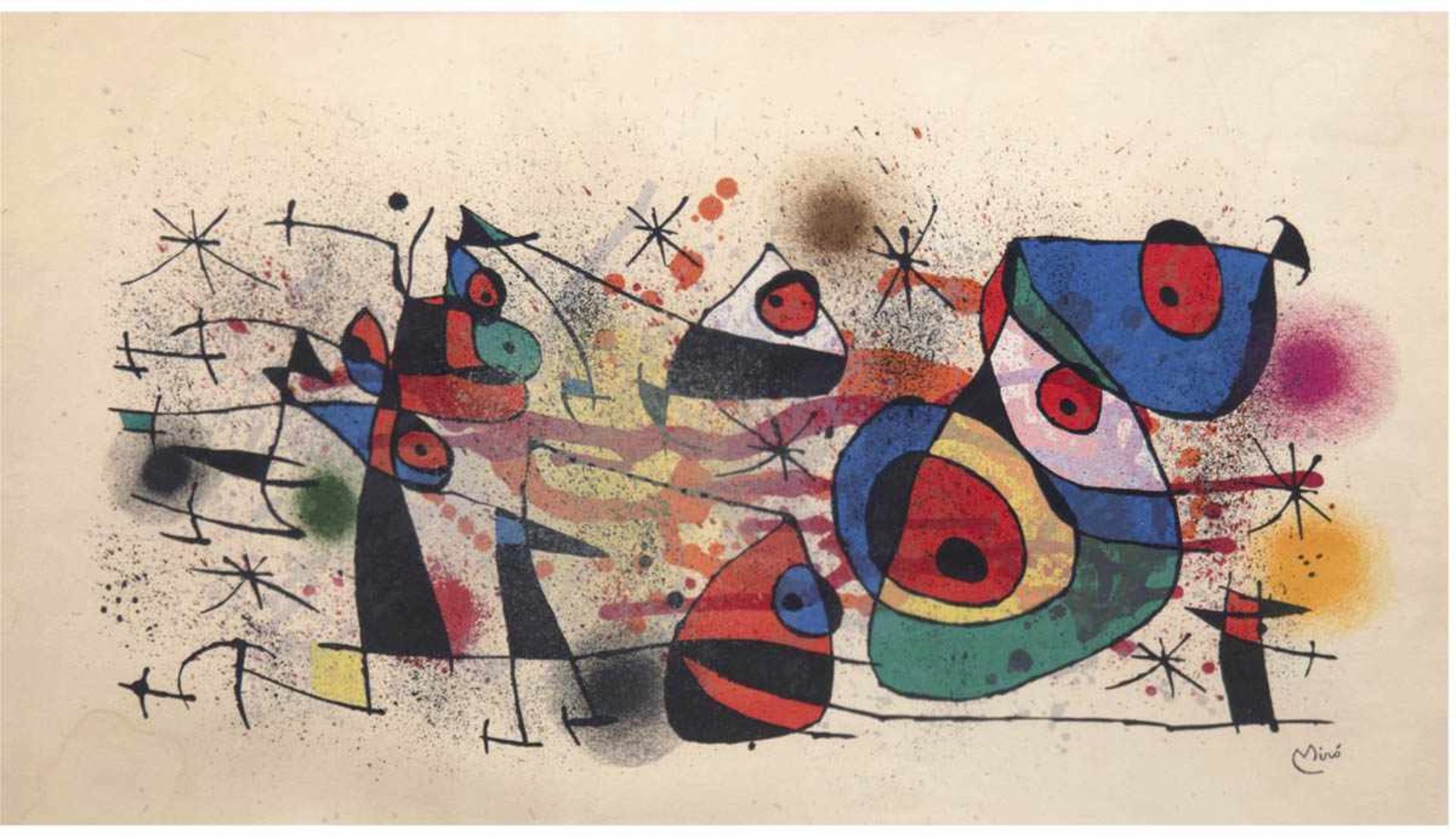 Miro, Joan (1893 Barcelona-1983 Palma) "Abstrakte Komposition", Litho., sign. u.r., 40x66cm, im