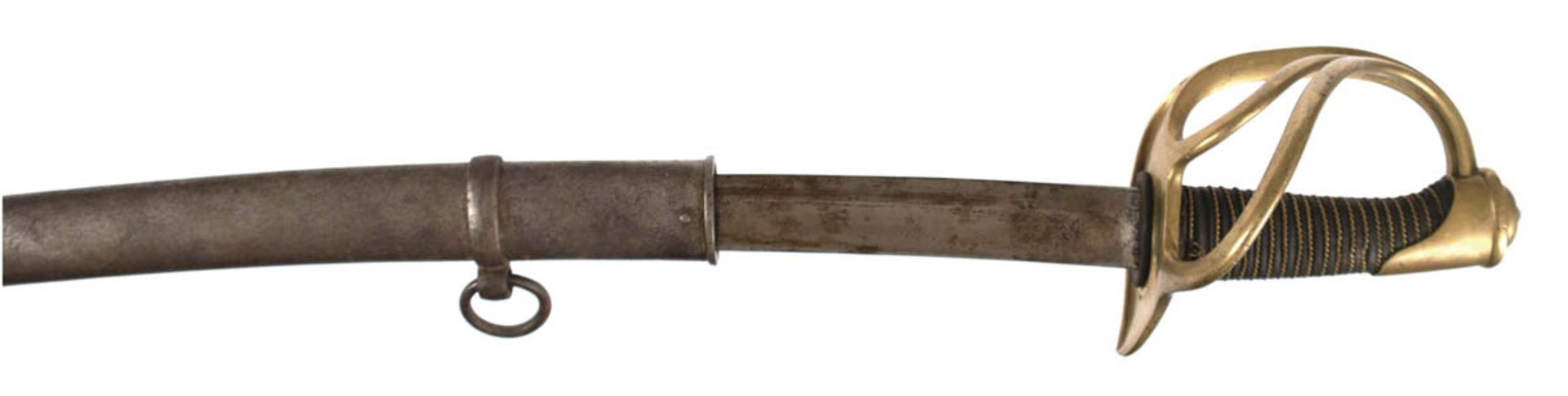 Französischer Säbel, um 1900, einschneidige, gebogene, beidseitig gekehlte Klinge,punziertes