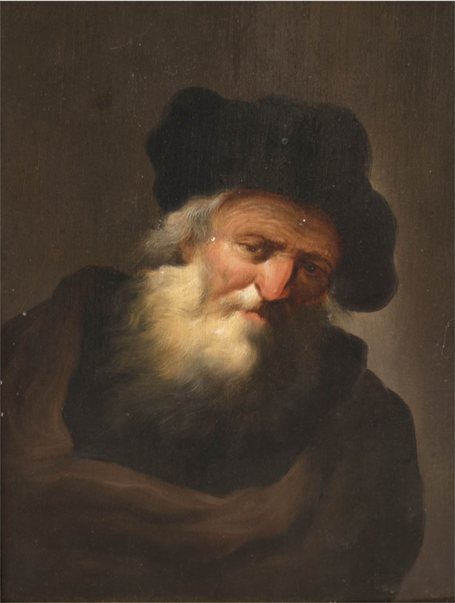 "Porträt eines älteren Herren mit Bart", Anfang 19. Jh., Öl/Holz, unsign., 25,5x19 cm