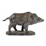 Figur "Wildschwein", Weißmetallguß, bronziert, 12x22x7,5 cm