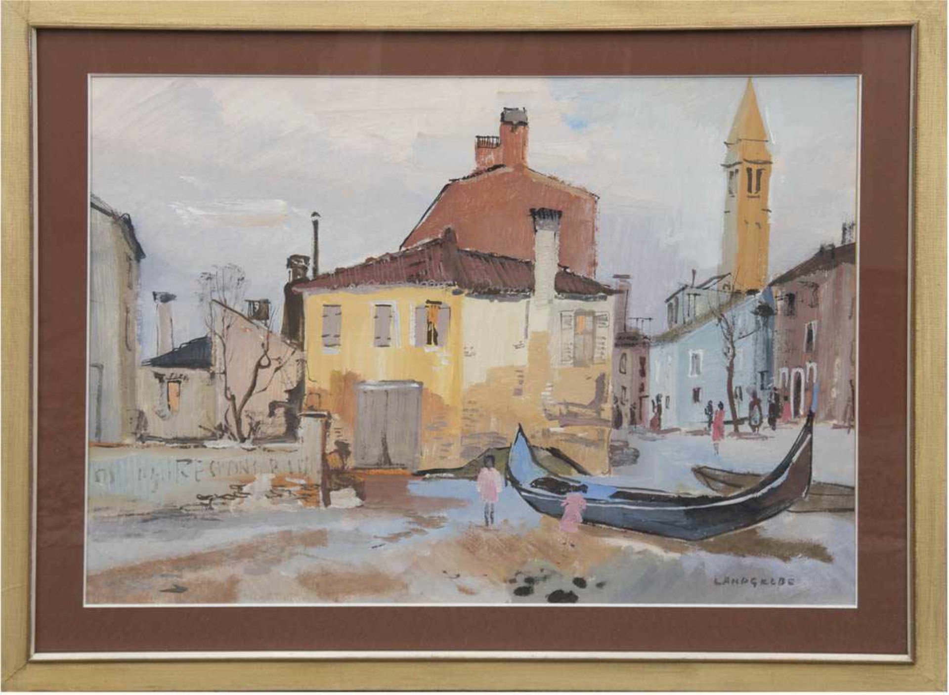 Landgrebe, Heinrich (1908 München-?) "Venedig - Burano", Gouache, sign. u.r., 50x68 cm,hinter Glas