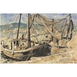 Fischer, Luise (geb. 1924) "St. Benedetto del Tronto - Fischerboote am Hafen",Aquarell/Zeichnung,