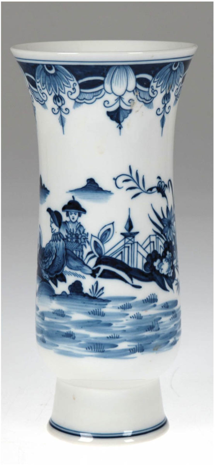 Meissen-Vase, chinesische Landschaftsmalerei, kobaltblau, 2 Schleifstriche, H. 24,5 cm