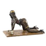 Bronze-Figur "Den Boden putzendes Zimmermädchen in erotischer Pose", Nachguß 20. Jh.,signiert "