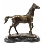 Bronze-Figur "Pferd", Nachguß 20. Jh., signiert "Milo", braun patiniert, Gießermarke "JBDeposee