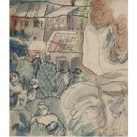 Zardins, Adolfs (1890-1967) "Markttreiben", Tusche/Aquarell/Papier, vers. bez., 13,5x11,5cm, im