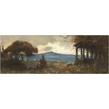 Landschaftsmaler (Italien um 1900) "Bucht von Neapel mit Blick auf den Vesuv", Öl/Lw./Mp.,unsign.,