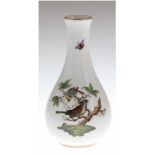 Herend-Vase, Rothschild, mit Vogel- und Schmetterlingsmotiven, mit Goldrand, H. 16 cm