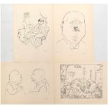 4x Grosz, George (1893 Berlin-1959 ebenda), Blatt 22,23, 58 und 59 aus Mappe "Ecce Homo",