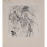Toulouse-Lautreck, Henri de (1864-1901) "Alter Mann mit Hündchen", Druck, 17x14 cm