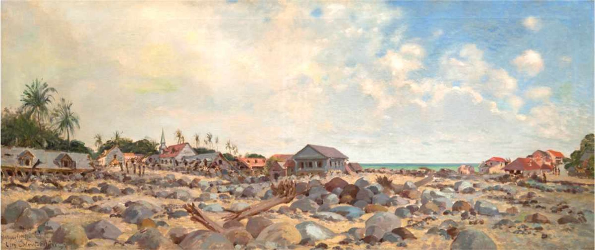 Colmet-Daage, Leon (1872-1915) "Blick auf Basse-Pointe", Öl/Lw., mehrere kl.Hinterlegungen, sign.,