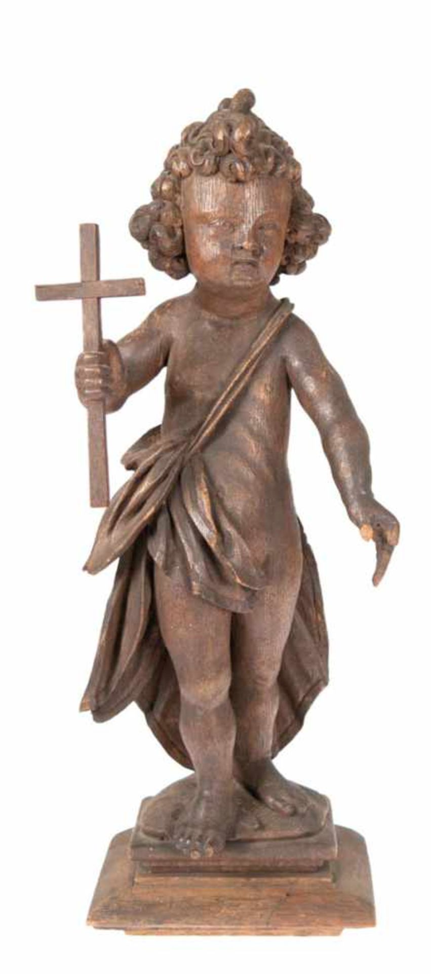 Figur "Christuskind mit Kreuz in erhobener Hand", um 1700, Eichenholz, vollplastischgeschnitzt,